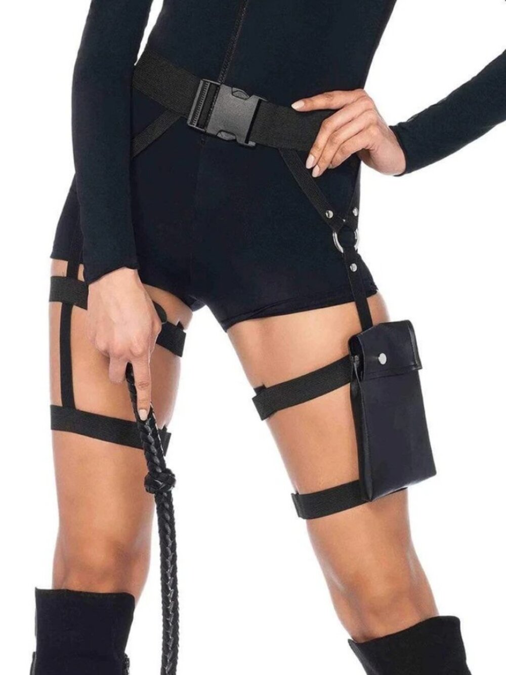 [NEW] WOMEN'S LEG AVENUE MULTI STRAP GARTER UTILITY BELT WITH POCKET O/S